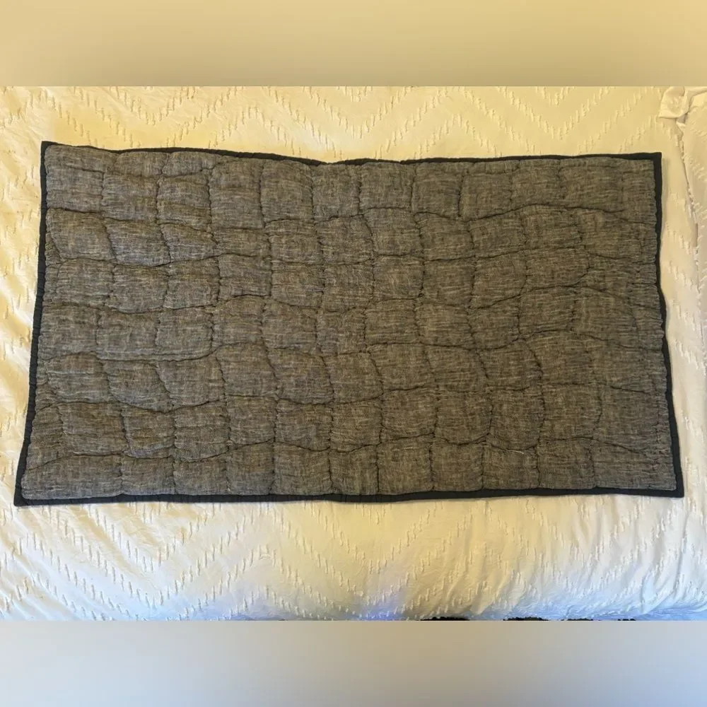 Pottery Barn Cloud Set Of 2 King Pillow Shams Handcrafted Linen Navy Blue EUC